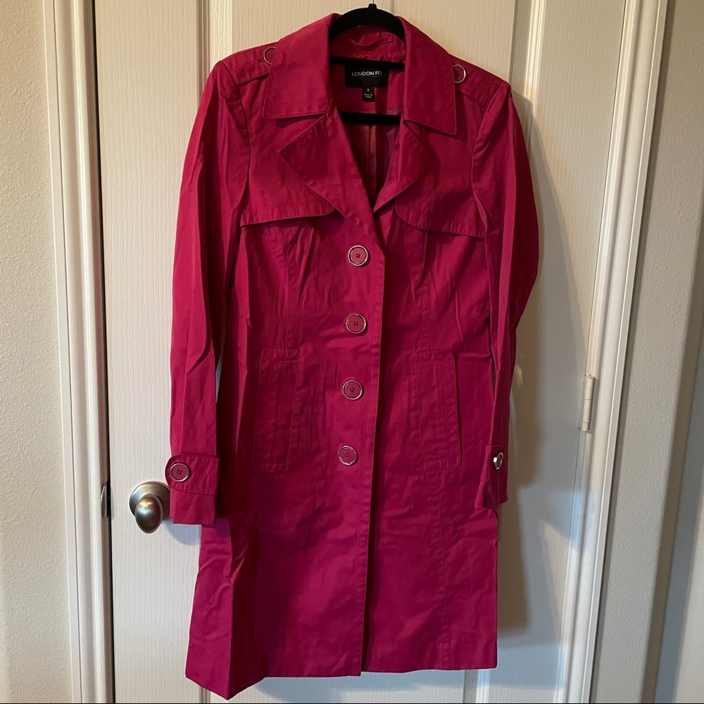 Pink London Fog Rain trench Coat size S